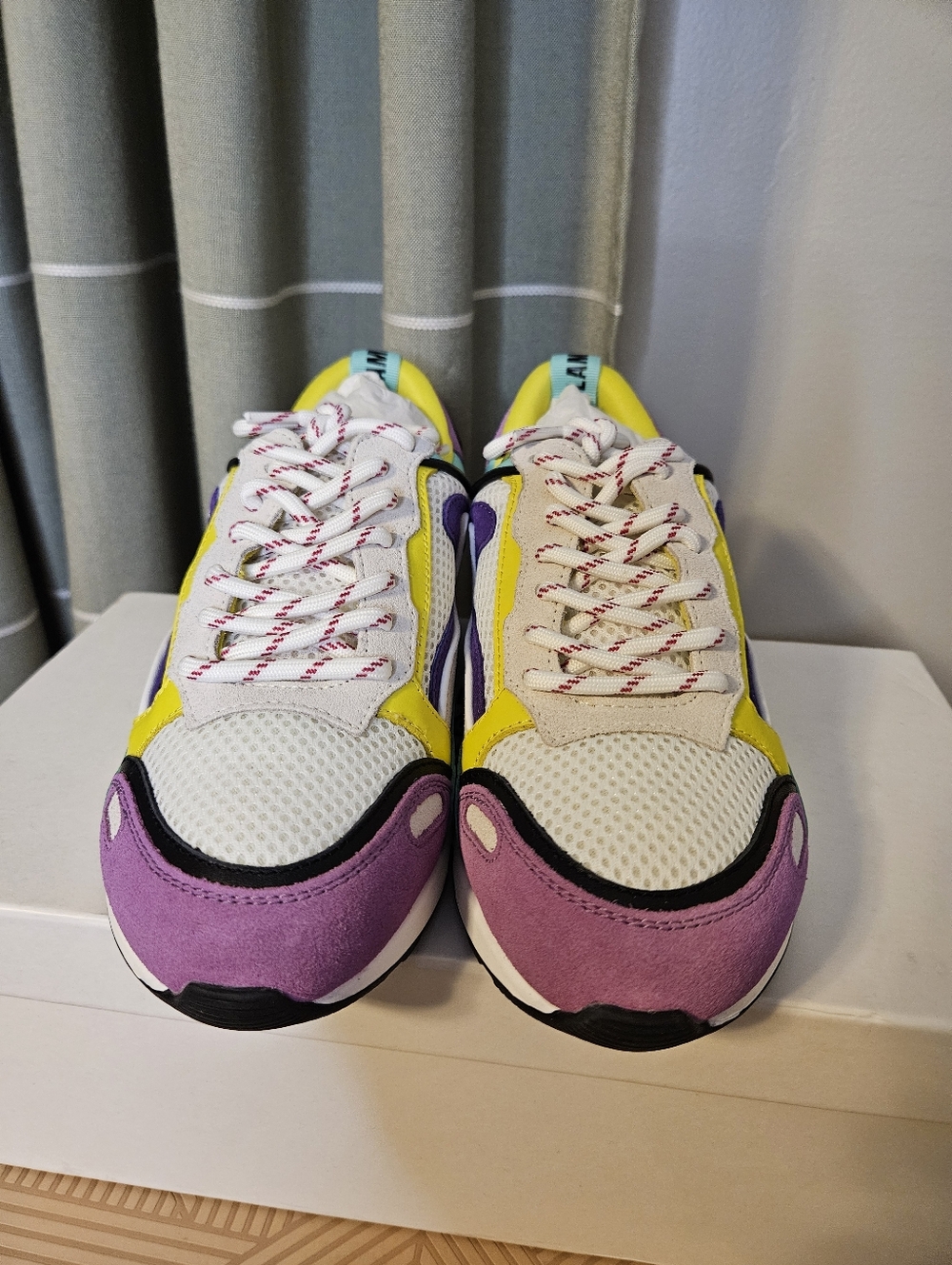 NEW Sandro Flame Leather Mesh Trainers Sneakers Parme Multicolor Casual - Picture 3 of 12
